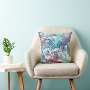 Abstract shapes in glass overlaid on sandy texture throw pillow