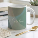 Abstract Shapes in Teal Personalized Script Name Coffee Mug<br><div class="desc">Abstract Shapes in Teal Personalized Script Name Coffee Mug</div>
