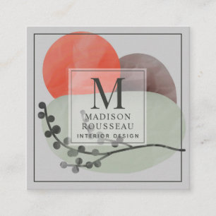 Abstract Shapes Monogrammed Interior Designer Square Business Card