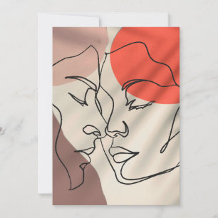 Abstract Shapes One Line Drawing Minimalist Couple Holiday Card