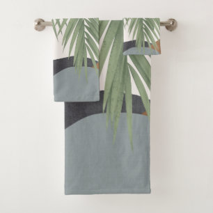 Abstract Shapes Palm Leaves Finesse #1 #tropical Bath Towel Set