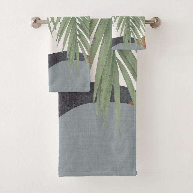 Abstract Shapes Palm Leaves Finesse #1 #tropical  Bath Towel Set (Insitu)