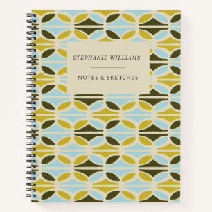 Abstract Shapes Pattern Green Blue Personalized Notebook