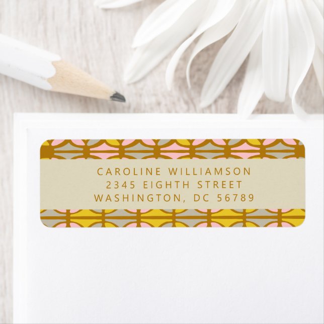 Abstract Shapes Pink Yellow Shower Return Address  (Insitu)