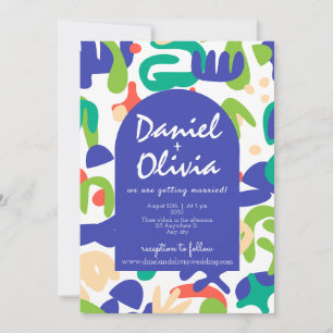 Abstract Shapes Seamless Pattern with QR Wedding Invitation