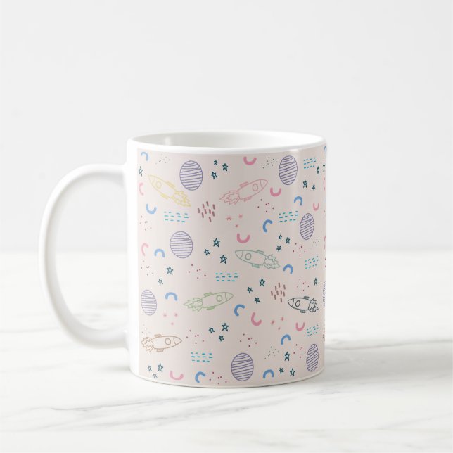 Abstract Shapes Space Pattern Cosmic Pastel Coffee Mug (Left)