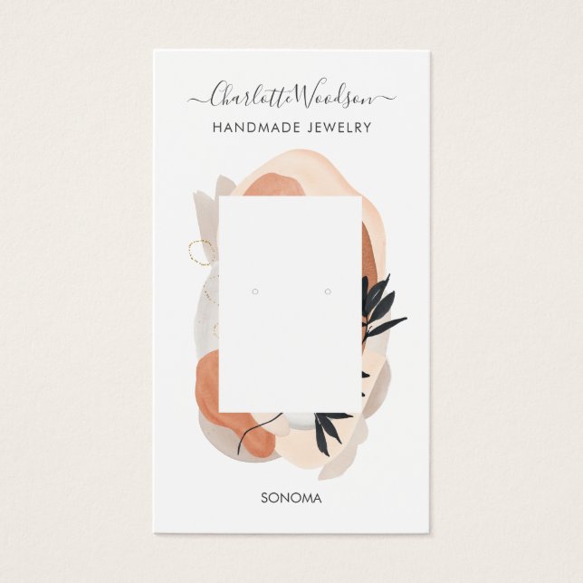 Abstract Shapes Terracotta Cream Frame Earring  (Front)