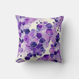 Abstract Shapes White and Purple Throw Pillow