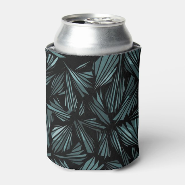 Abstract Shattered Glass Blue Pattern Can Cooler (Can Front)