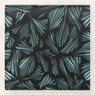 Abstract Shattered Glass Blue Pattern Glass Coaster