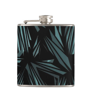 Abstract Shattered Glass Blue Pattern Hip Flask
