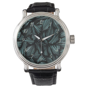 Abstract Shattered Glass Blue Pattern Watch
