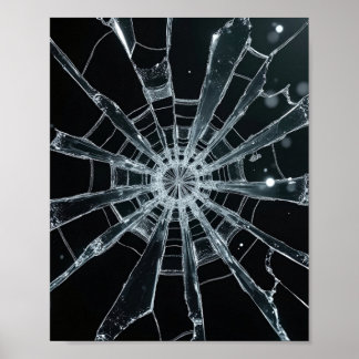 Abstract Shattered Glass Texture Broken Web Crack Poster