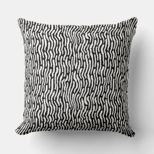 Abstract Shibori Style Stripes - White on Black Throw Pillow
