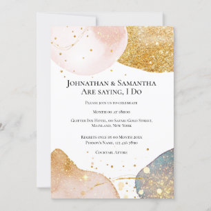 Abstract shimmer gold pink blue glitter invitation