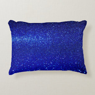 Abstract shiny blue glitter background accent pillow