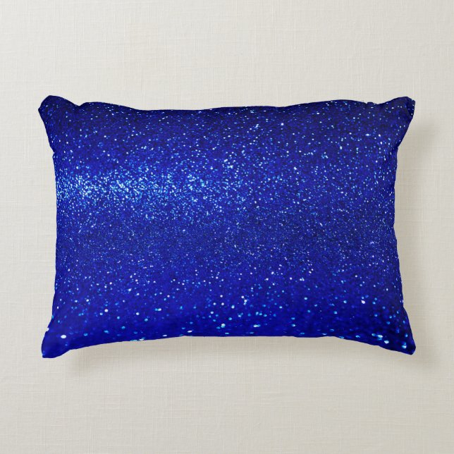 Abstract shiny blue glitter background accent pillow (Front)