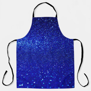 Abstract shiny blue glitter background apron