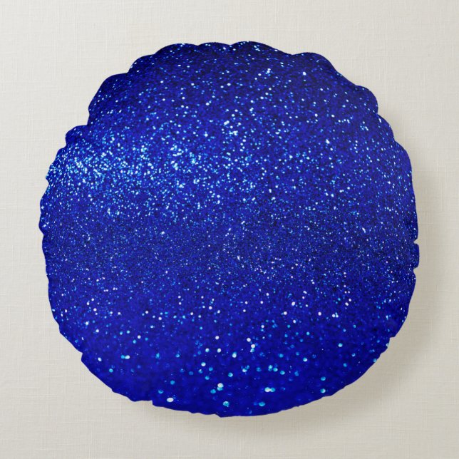 Abstract shiny blue glitter background round pillow (Front)