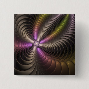 Abstract Shiny Trippy Colorful 3D Fractal Art 2 Inch Square Button