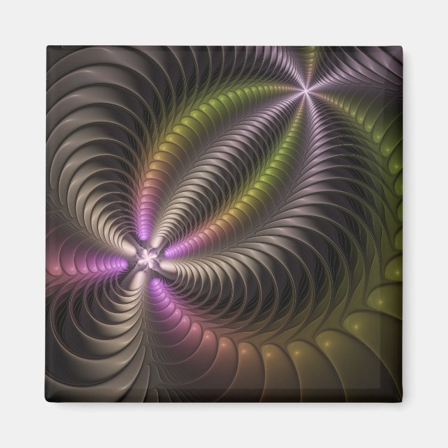 Abstract Shiny Trippy Colorful 3D Fractal Art Magnet (Front)