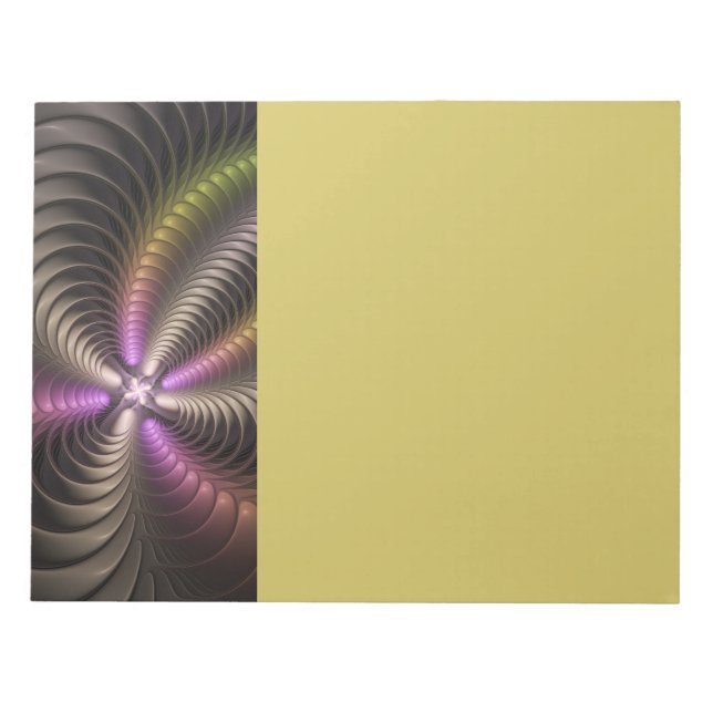 Abstract Shiny Trippy Colorful 3D Fractal Art Notepad (Front)