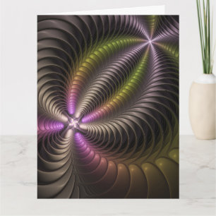 Abstract Shiny Trippy Colorful 3D Fractal Art Thank You Card