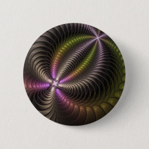 Abstract Shiny Trippy Colourful 3D Fractal Art 2 Inch Round Button