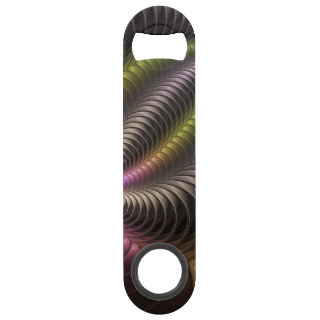 Abstract Shiny Trippy Colourful 3D Fractal Art Bar Key (Front)