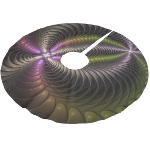 Abstract Shiny Trippy Colourful 3D Fractal Art Brushed Polyester Tree Skirt