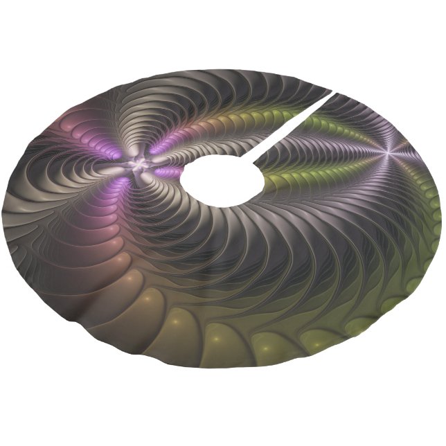 Abstract Shiny Trippy Colourful 3D Fractal Art Brushed Polyester Tree Skirt (Angled)