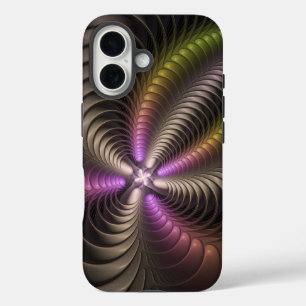Abstract Shiny Trippy Colourful 3D Fractal Art iPhone 16 Case