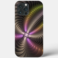 Abstract Shiny Trippy Colourful 3D Fractal Art