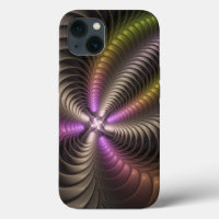Abstract Shiny Trippy Colourful 3D Fractal Art