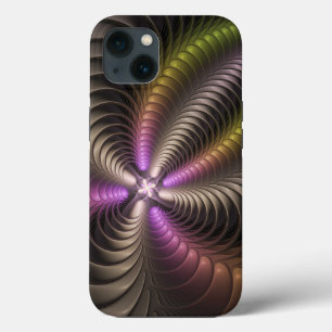 Abstract Shiny Trippy Colourful 3D Fractal Art iPhone 13 Case