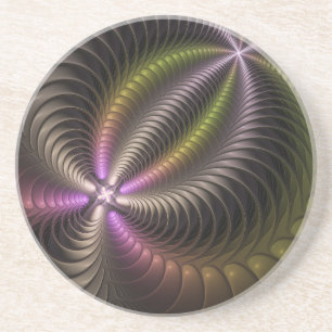 Abstract Shiny Trippy Colourful 3D Fractal Art Coaster