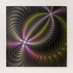 Abstract Shiny Trippy Colourful 3D Fractal Art Jigsaw Puzzle