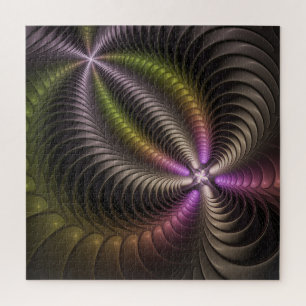 Abstract Shiny Trippy Colourful 3D Fractal Art Jigsaw Puzzle