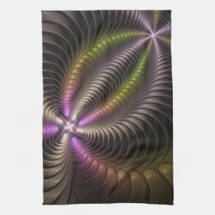 Abstract Shiny Trippy Colourful 3D Fractal Art Kitchen Towel