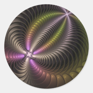 Abstract Shiny Trippy Colourful 3D Fractal Art Nam Classic Round Sticker