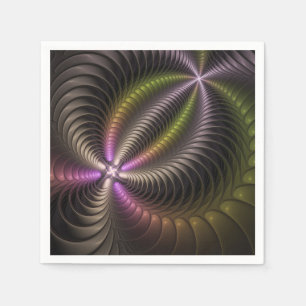 Abstract Shiny Trippy Colourful 3D Fractal Art Napkin