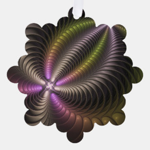 Abstract Shiny Trippy Colourful 3D Fractal Art Ornament Card