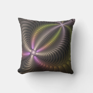Abstract Shiny Trippy Colourful 3D Fractal Art Outdoor Pillow