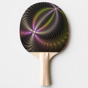 Abstract Shiny Trippy Colourful 3D Fractal Art Ping Pong Paddle