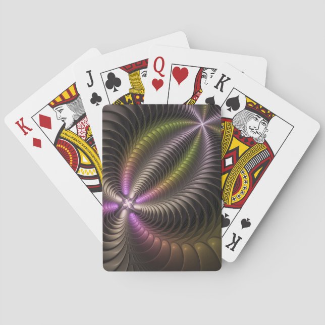 Abstract Shiny Trippy Colourful 3D Fractal Art Playing Cards (Back)