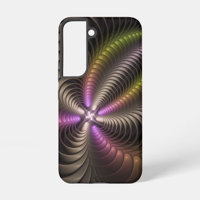 Abstract Shiny Trippy Colourful 3D Fractal Art Samsung Galaxy S22 Case (Back)