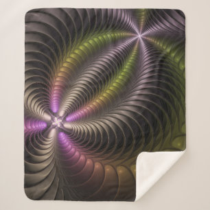 Abstract Shiny Trippy Colourful 3D Fractal Art Sherpa Blanket