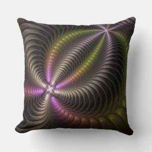 Abstract Shiny Trippy Colourful 3D Fractal Art Throw Pillow