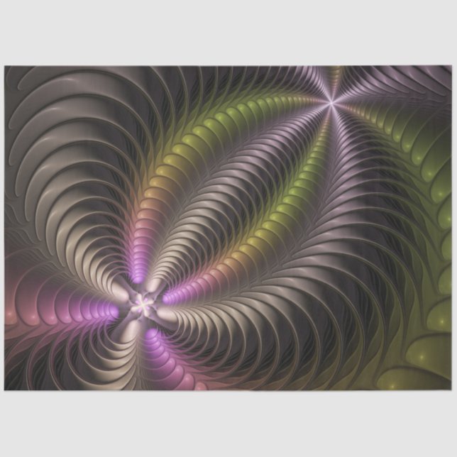 Abstract Shiny Trippy Colourful 3D Fractal Art Tissue Paper (Front)