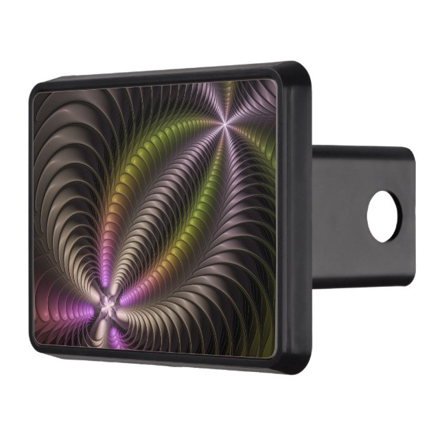 Abstract Shiny Trippy Colourful 3D Fractal Art Trailer Hitch Cover (Left)